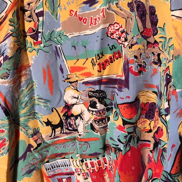 Retro August Silk Sport Jamaican beach print silk bomber jacket - Picture 5 of 8